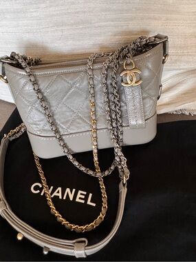 💯 % Authentic CHANEL small Gabrielle Gray Quilted bag- hard to find color!